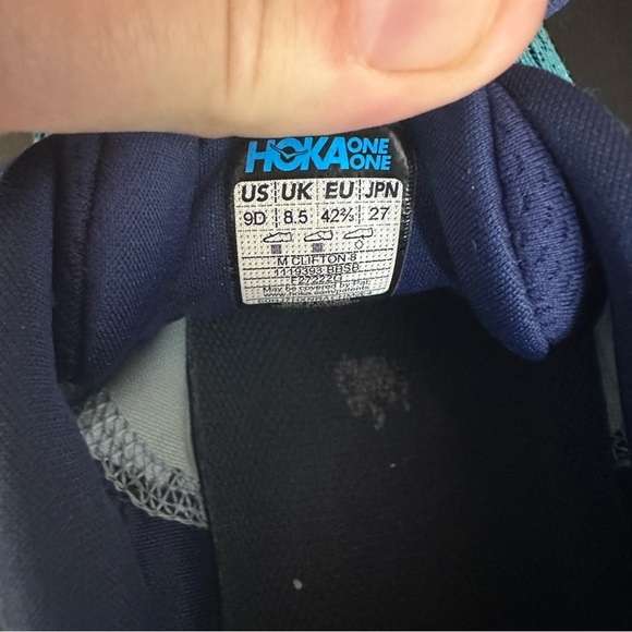 Hoka One One Clifton 8 Men Size 9D Blue Turquoise Athletic Running Shoes Sneaker - Picture 13 of 13
